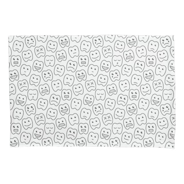 Happy Teeth Pattern Pillow Case (Front-Left)