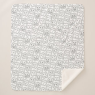 Happy Teeth Pattern Sherpa Blanket