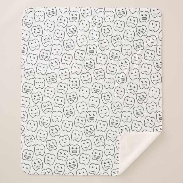 Happy Teeth Pattern Sherpa Blanket (Front)