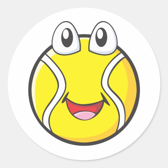 Happy Tennis Ball Classic Round Sticker (Front)
