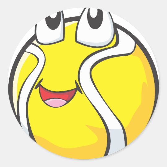 Happy Tennis Ball Smiling Classic Round Sticker
