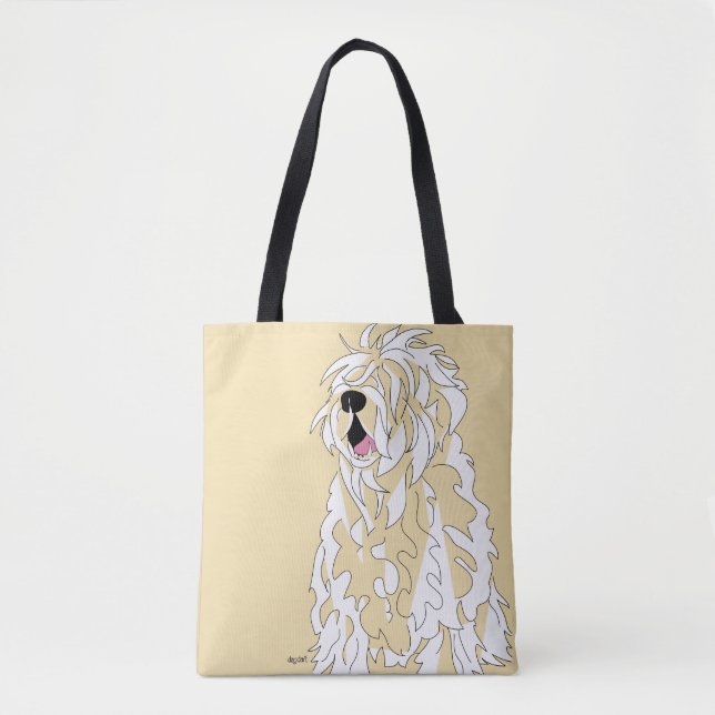 Happy Terrier Shoulder Tote Bag (Front)