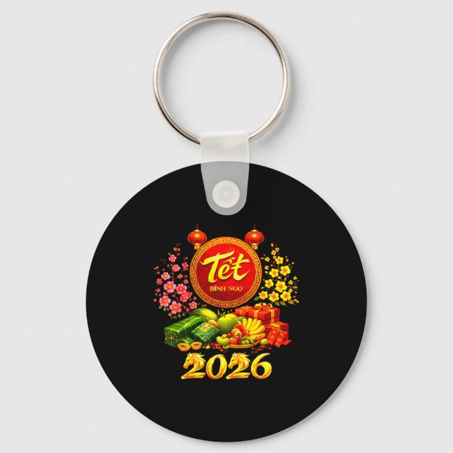 Happy Tet 2026 Year Of The Horse Vietnamese Tet Ng Keychain (Front)