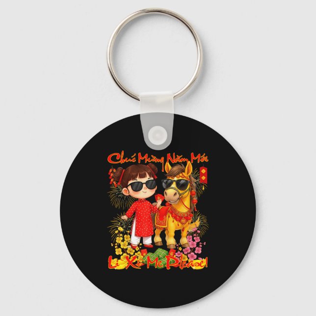 Happy Tet Chuc Mung Nam Moi 2026 Li Xi Me Please K Keychain (Front)