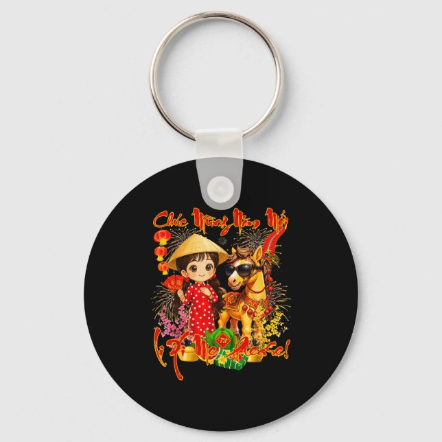 Happy Tet Chuc Mung Nam Moi 2026 Li Xi Me Please K Keychain (Front)