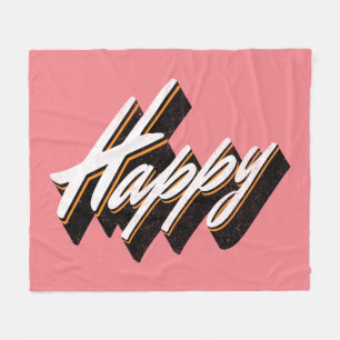 Happy text design fleece blanket