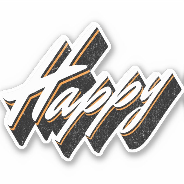 Happy text design sticker (Front)