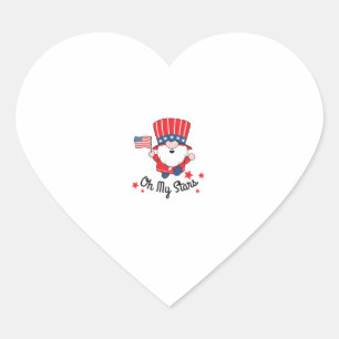 Happy th Of July Oh my stars Cute gnome America Heart Sticker