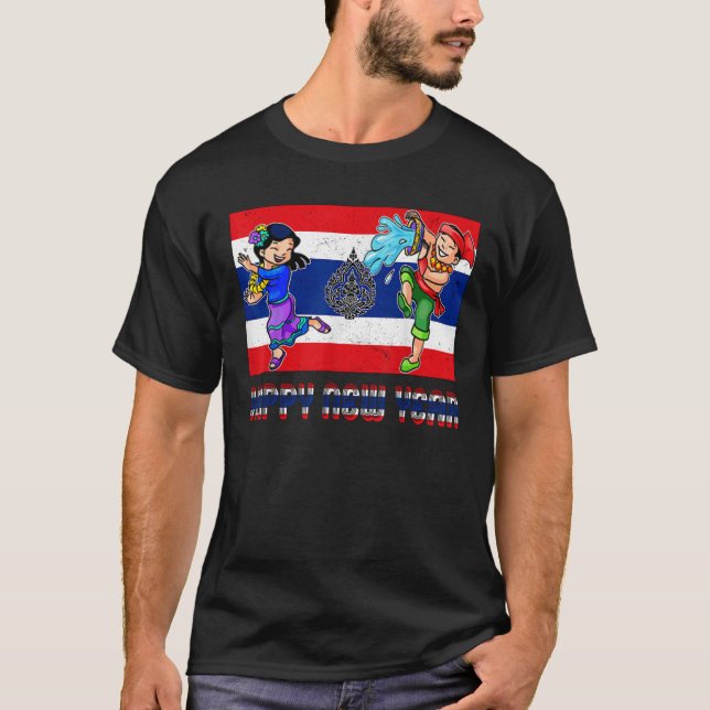 Happy Thailand New Year Thai Flag Graphic Songkran T-Shirt (Front)