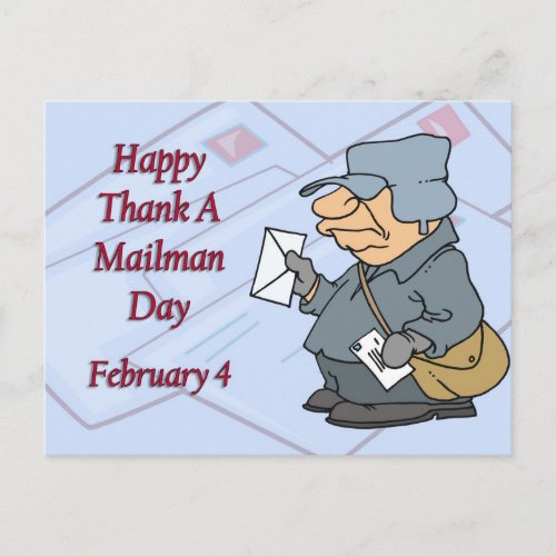 Happy Thank a Mailman Day February 4 Postcard