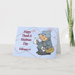 Happy Thank a Mailman Day February 4 Thank You Card