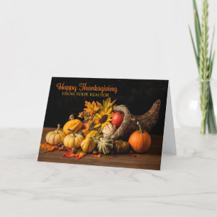 Happy Thankgiving From Realtor Pretty Cornucopia Holiday Card