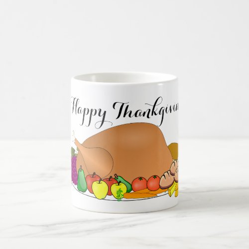 Happy Thankgiving with Roasted Turkey Coffee Mug