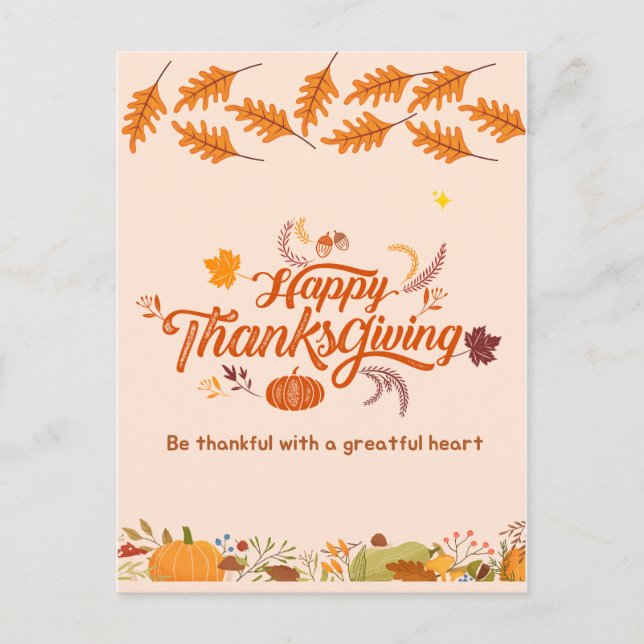 Happy Thanks giving day, Thanksgiving celebration Holiday Postcard (Front)