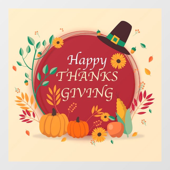 Happy Thanks Giving Window Cling (Sheet)