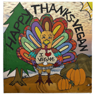 Happy Thanks Vegan Thanksgiving Turkey Napkin