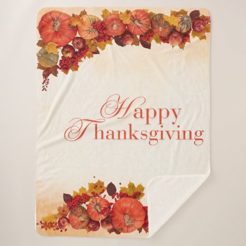 Happy Thanksging Sherpa Blanket