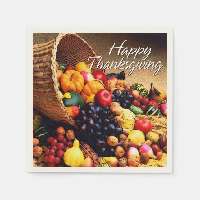Happy Thanksgiving 12 Option Paper Napkins (Front)