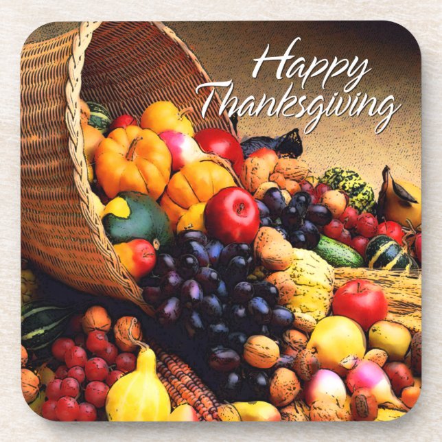 Happy Thanksgiving 12 Options Coasters (Front)