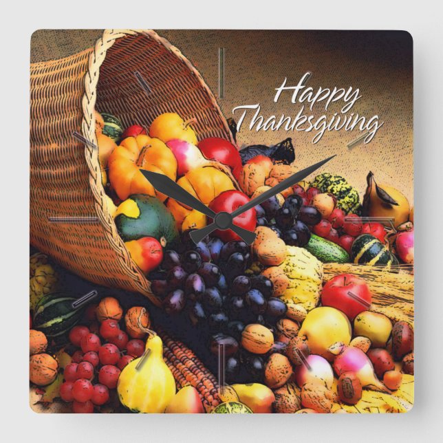 Happy Thanksgiving 12 Wall Clocks Options (Front)