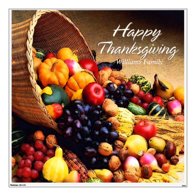 Happy Thanksgiving 12 Wall Decal (Front)