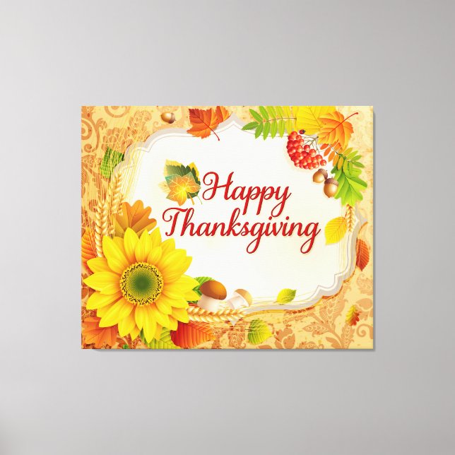 Happy Thanksgiving 13 Wrapped Canvas Print (Front)