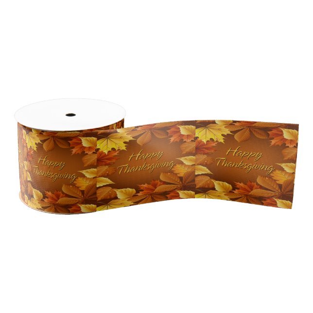 Happy Thanksgiving 1  3" Wide Ribbon (Spool)