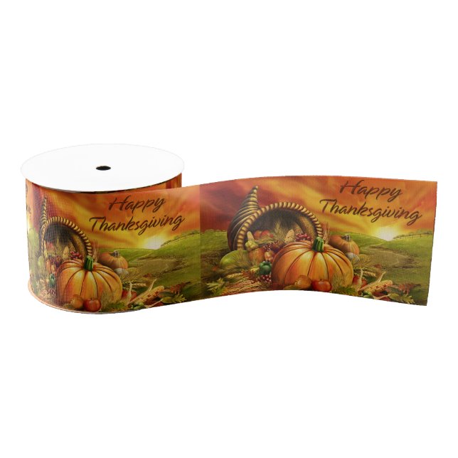 Happy Thanksgiving 2  3" Wide Ribbon (Spool)