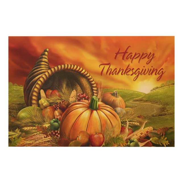 Happy Thanksgiving 2 Options Wood Wall Art (Front)