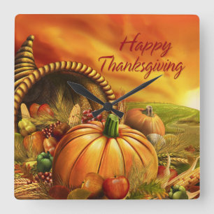 Happy Thanksgiving 2 Wall Clocks & Numeral Options
