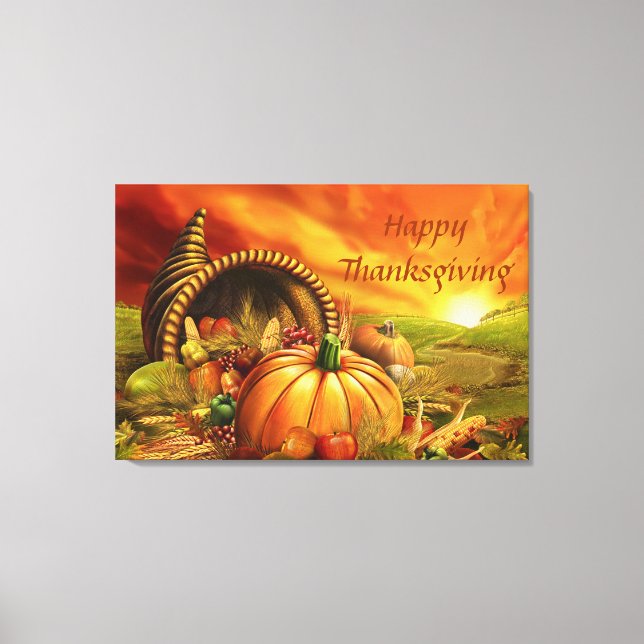 Happy Thanksgiving 2 Wrapped Canvas Print (Front)