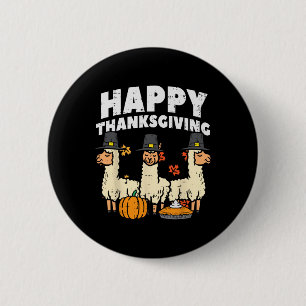Happy Thanksgiving 3 Llama Fall Autumn Alpaca Men  Button