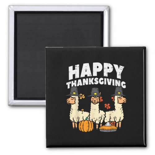 Happy Thanksgiving 3 Llama Fall Autumn Alpaca Men  Magnet