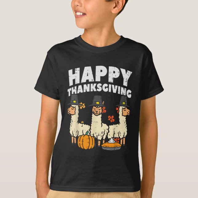 Happy Thanksgiving 3 Llama Fall Autumn Alpaca Men  T-Shirt (Front)