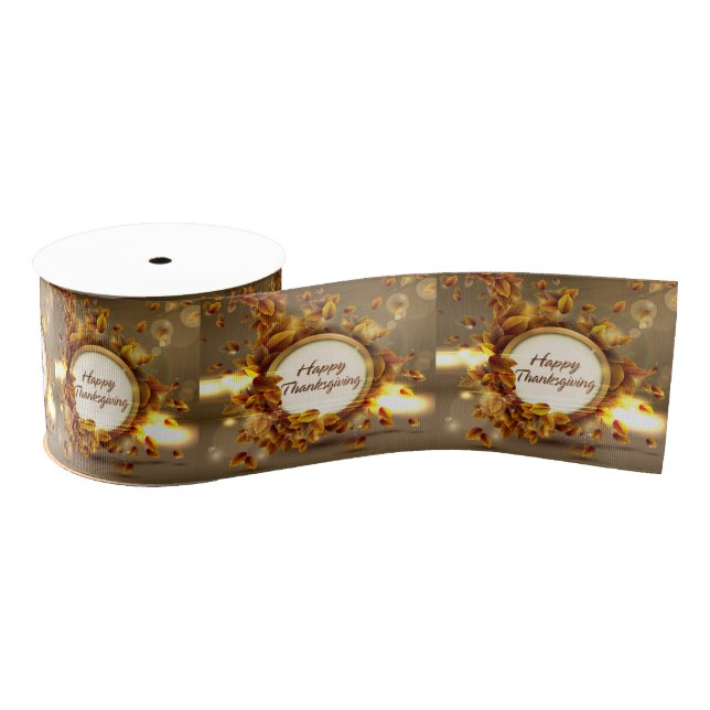 Happy Thanksgiving 3A - 3" Wide Ribbon (Spool)