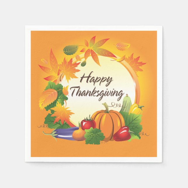 Happy Thanksgiving 5 Image Options Napkins (Front)