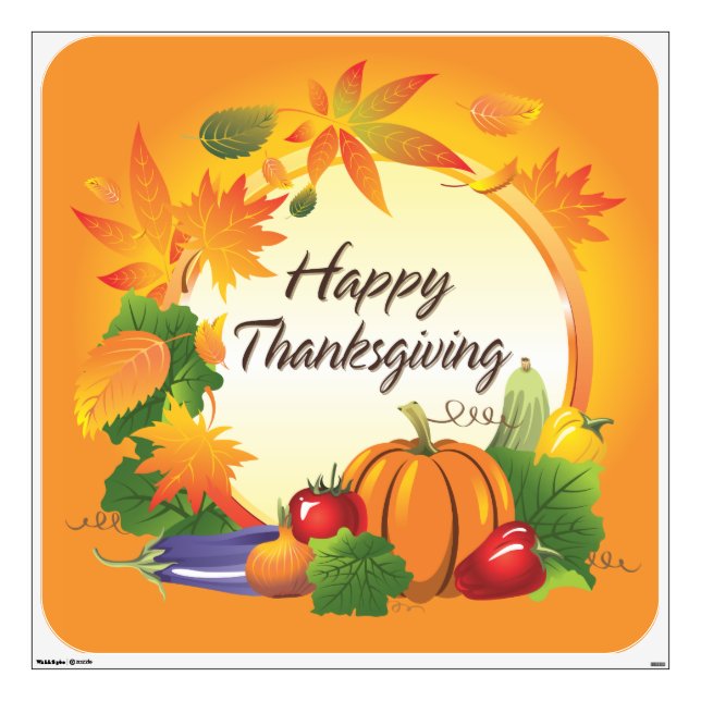 Happy Thanksgiving 5 Wall Decal (Front)
