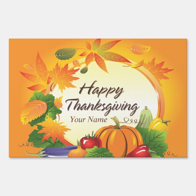 Happy Thanksgiving  5 Yard Sign (Front)