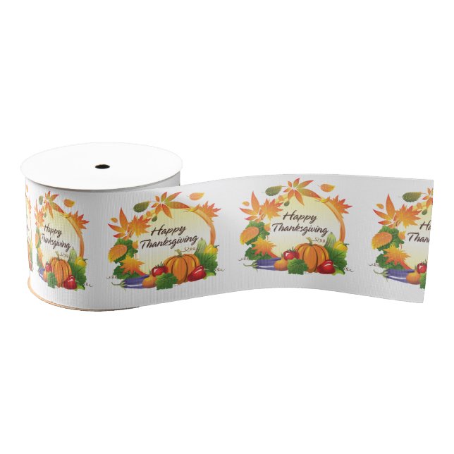 Happy Thanksgiving 5A - 3" Wide Ribbon (Spool)