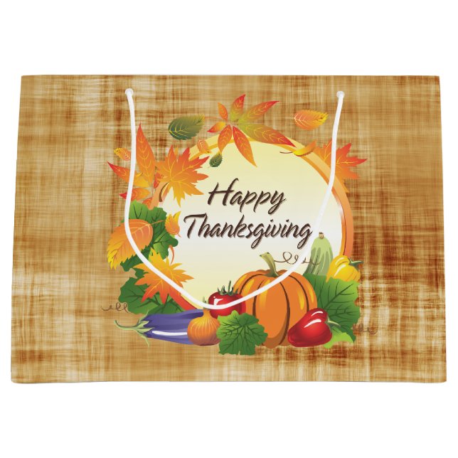 Happy Thanksgiving 5A Options Large Gift Bag (Front)