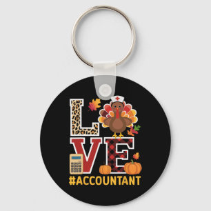 Happy Thanksgiving Accounting Turkey Day Blessed A Keychain