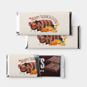 Happy Thanksgiving add message turkey party Hershey Bar Favors