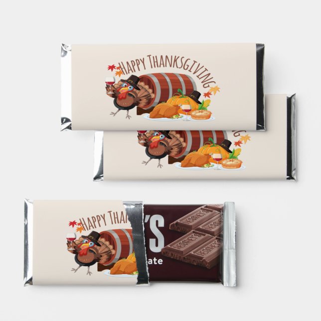Happy Thanksgiving add message turkey party Hershey Bar Favors (Front)