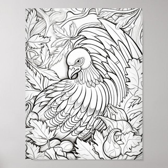 Happy Thanksgiving Adult Coloring Poster (Front)