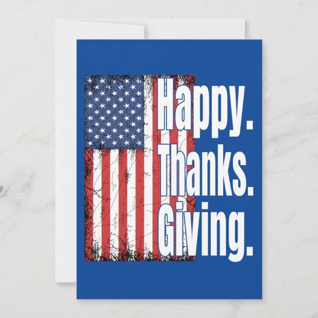 Happy Thanksgiving American Flag  Invitation (Front)