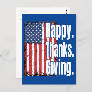 Happy Thanksgiving American Flag Postcard