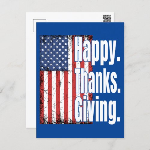 Happy Thanksgiving American Flag  Postcard