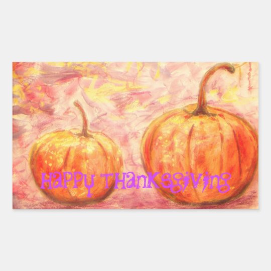 happy thanksgiving art rectangular sticker