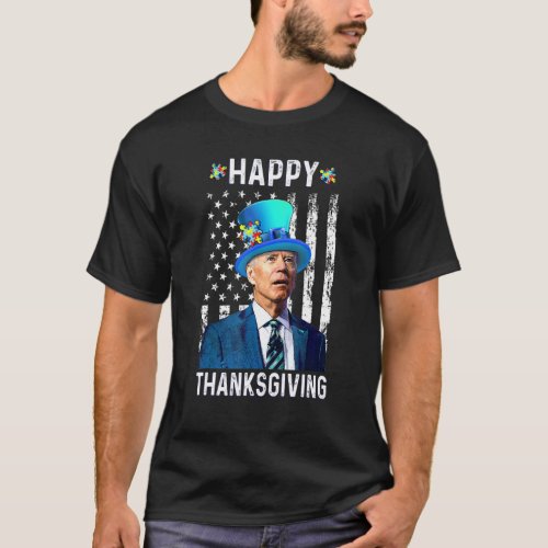Happy Thanksgiving Autism Awareness Puzzle Piece 1 T-Shirt