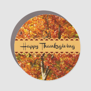 Happy Thanksgiving, Autumn Colors, Car Magnet